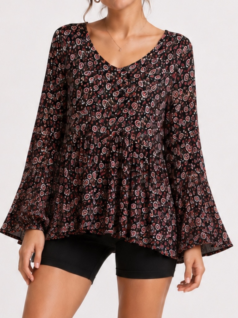 URBAN OUTFITTERS Urban Renewal Floral Babydoll Top Bell Sleeves EUC size medium